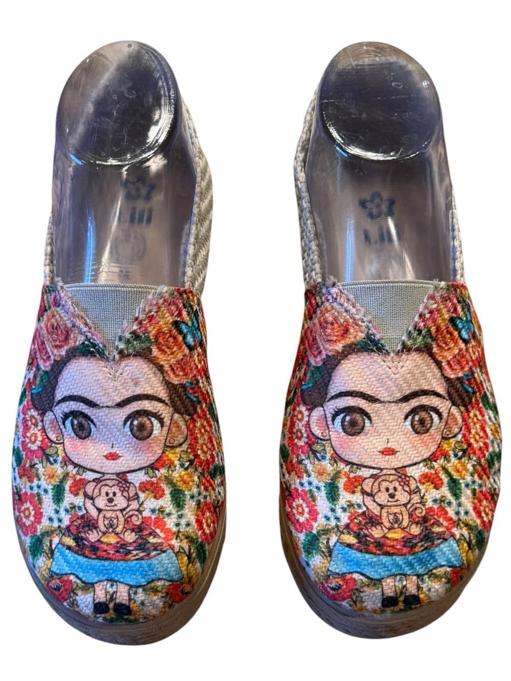 Lili Women’s Size 7 (24) Floral Frida Kahlo Slip-On Shoes - Multicolor